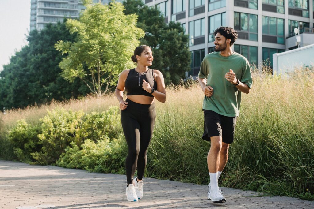 Couple running comfortably suggests no hip or knee pain